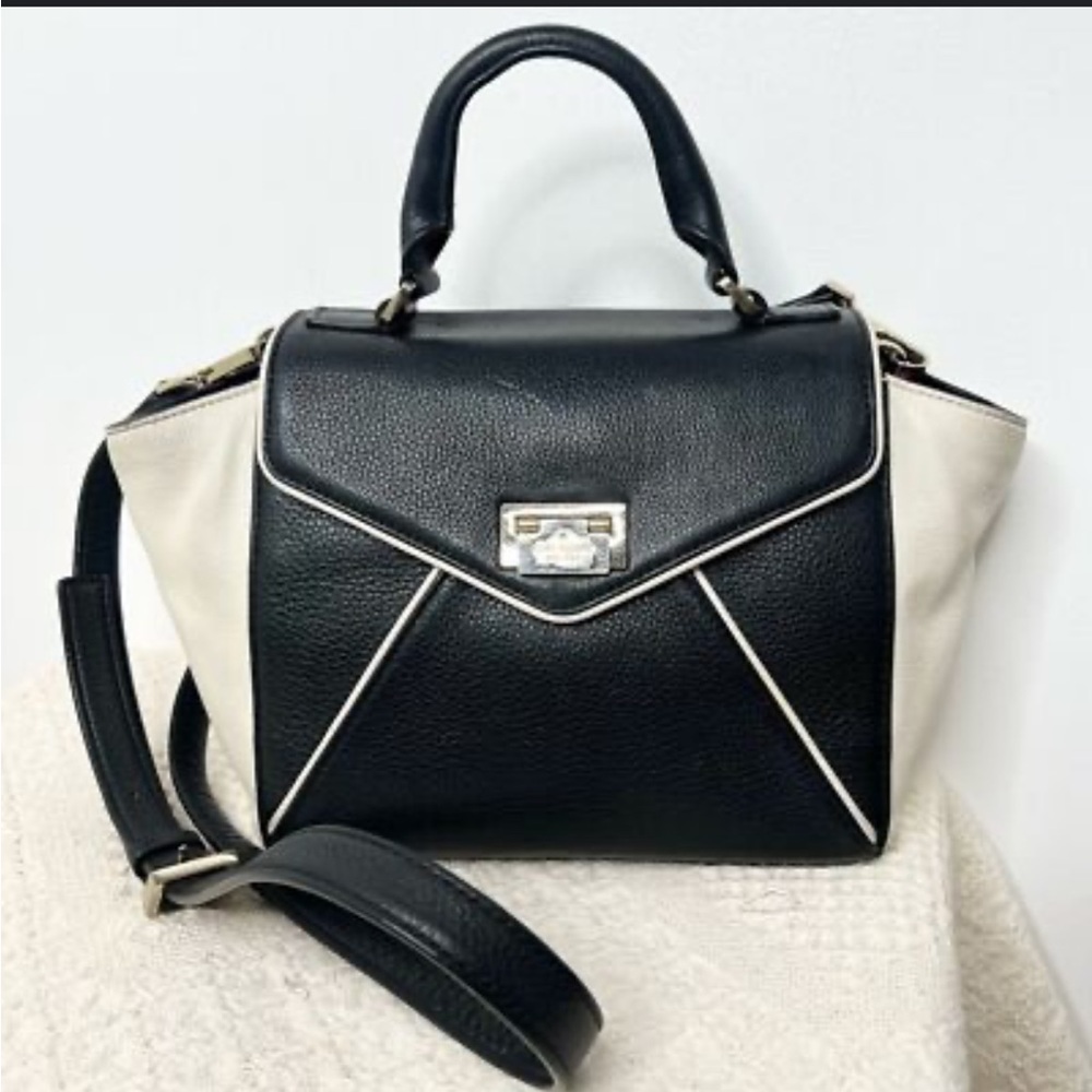 kate spade Black and Cream Leather Crossbody Satchel
